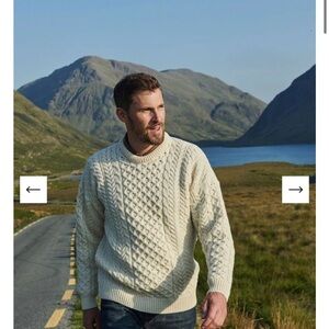Men's Classic Cable Knit Sweater - Cream